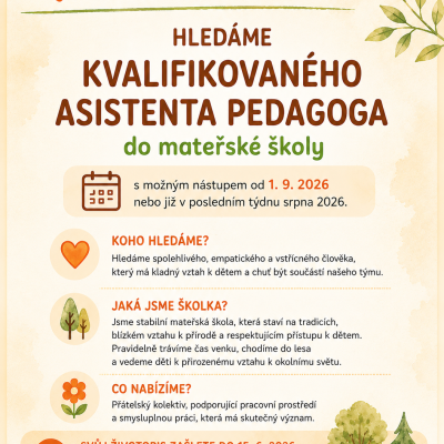 Hledáme kvalifikovaného asistenta pedagoga