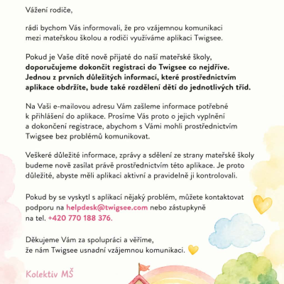 Důležité informace pro rodiče nově přijatých dětí